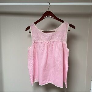 Vintage Pink Lace-Trimmed Top